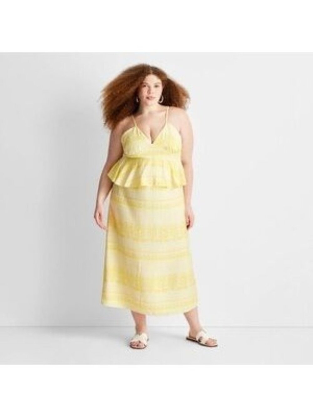 FUTURE COLLECTIVE Jenny K Lopez Yellow Peplum Maxi Dress Size 12 NEW NWT